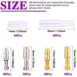 Swpeet 240Pcs Bullet Connectors Kit, 3.9mm Brass Bullet Male & Female Wire Terminals Connector with Insulation Cover for Motorcycle Scooter Car Truck with Insulation Sleeve