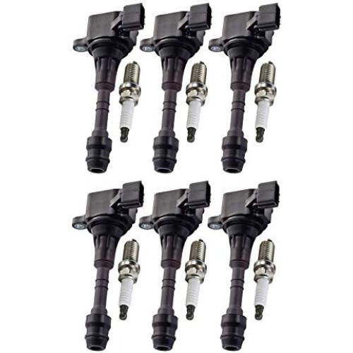 ENA Set of 6 Spark Plug and 6 Ignition Coil Pack Compatible with Nissan Infiniti Maxima Murano Pathfinder Quest Altima Q4 350Z FX35 G35 Replacement for UF349