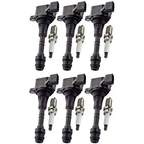 ENA Set of 6 Spark Plug and 6 Ignition Coil Pack Compatible with Nissan Infiniti Maxima Murano Pathfinder Quest Altima Q4 350Z FX35 G35 Replacement for UF349