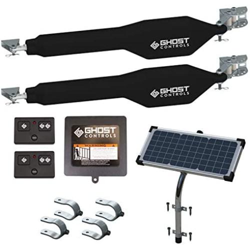 Ghost Controls Heavy-Duty Solar Automatic Gate Opener Kit for Driveway Swing Gates with Long-Range Solar Gate Opener Remote - Model TDS2XP