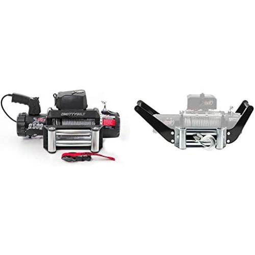 Smittybilt 9500 lb 97495 XRC GEN2 Winch-9500 Pound Load Capacity + 2811 Textured Black Winch Cradle for 8,000 lb. - 12,000 lb. Winches
