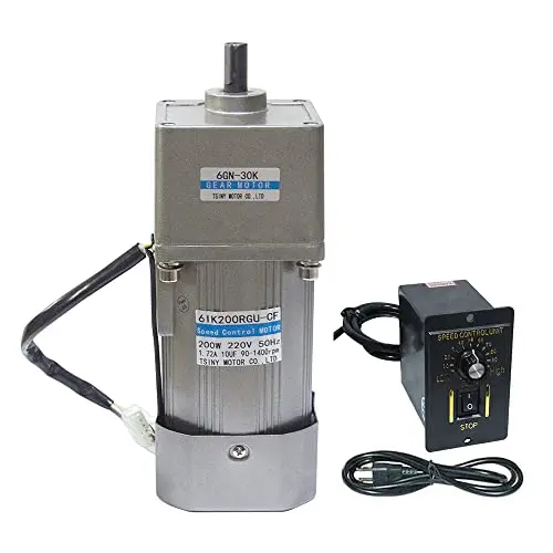 Bemonoc 200W AC Geared Reducer Motor 110V 50/60HZ 108 RPM High Torque with Speed Controller Adjustable CW CCW Printing Industry