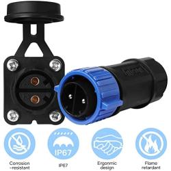 Trolling Motor Plug Receptacle Set, 12V/24V/ 36V/48V Plug for Trolling Motor/ Down Rigger/Fishing Reel,Waterproof Marine Boat DC Power Connector