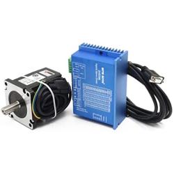 4Nm Nema34 4.5N.m Closed Loop Servo Stepper Motor 4.5Nm 82mm 6A w/ 2 Phase Hybrid HSS86 Servo Driver w/ 3M encoder extension wire CNC Controller Kit for CNC Router Engraving Milling Machine