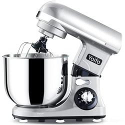Yoifo 7 Speed Stand Mixer（inclued P Speed）- Peak Power 600W Kitchen Electric Mixer，4.75-QT Tilt-Head Food Mixer with Dough Hook, Whisk, Beater & BPA-Free Dust Cover (Silver)