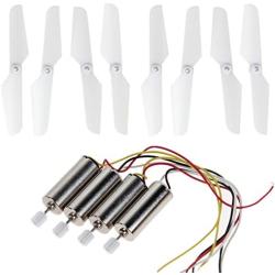 Upgraded Motors Main Propeller Cash Pack for Syma X11 X11C RC Quad Copter Quadrotor Drone Replacement Spare Parts CCW and CW with Gears Toy 4 Pcs (White-White)
