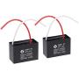 uxcell Ceiling Fan Capacitor CBB61 8uF 450V AC 2 Wires Metallized Polypropylene Film Capacitor 51x35x25mm for Electric Fan Pump Motor Generator 2Pcs