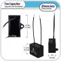 Appli Parts Fan Capacitor 10 mfd (microfarads) uf 250 VAC with 2 Wire Terminal Connections compatible with any brand with same capacitance 1-7/8in Width 1in depth 1-1/2in Height CAP-10-250-2C