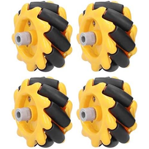 Mecanum Wheel, Smart Robot Car Parts, Robot Wheel Accessories OmniDirectional Wheel, DIY Toy Components, 48mm ABS Rubber((2 Pairs))