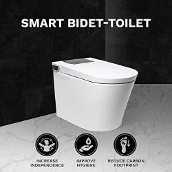 Trone Nobelet NETBCDER12.WH Electronic Bidet Toilet, Floor-Mounted Toilet Bowl with Heated Toilet Seat and Bidet with Dryer, Advanced Smart Toilet for Bathroom, White