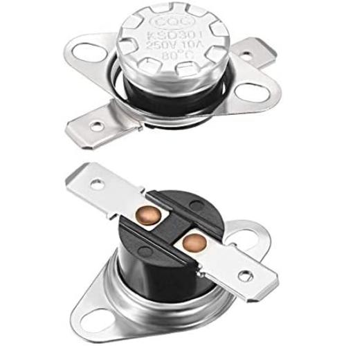 uxcell KSD301 Thermostat 80°C/176°F 10A Normally Closed N.C Adjust Snap Disc Temperature Switch for Microwave,Oven,Coffee Maker 2pcs