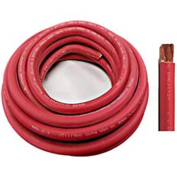WNI 1/0 Gauge 10 Feet Red 1/0 AWG Ultra Flexible Welding Battery Copper Cable Wire - Made In The USA - Car, Inverter, RV, Solar