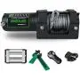 STIMULATER New 3500lbs.Load Capacity Winch 12V Steel Cable Winch Waterproof IP 67 Electric Winch with Wired Remote and Wireless Remotes, 4-Way Roller Fairlead, Strap and Hook for ATV/UTV/Boat (Black)…
