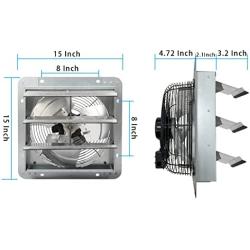 KEN BROWN 12 Inch Variable Shutter Exhaust Fan Wall Mounted With Speed Controller 1800CFM For Garages And Shops,Greenhouse,Attic Ventilation