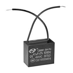 uxcell Ceiling Fan Capacitor CBB61 4uF 450V AC 2 Wires Metalized Polypropylene Film Capacitors 47x20x30mm for Water Pump Motor Generator