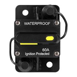 60 Amp Breaker 12V-48V Marine Circuit Breaker with Manual Reset Switch for Car Audio RV Marine Boat Truck Trolling Motors Waterproof