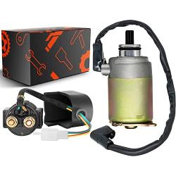 GY6 Starter Motor＋Starter Relay Solenoid for 4-Stroke GY6 Engine 50cc 150cc 200cc 250cc ATV Dirt Bikes Scooters Go Kart Compatible with Taotao 4 Wheelers Moped Coolster Baja Jonway Roketa