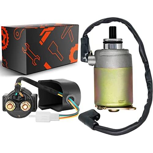 GY6 Starter Motor＋Starter Relay Solenoid for 4-Stroke GY6 Engine 50cc 150cc 200cc 250cc ATV Dirt Bikes Scooters Go Kart Compatible with Taotao 4 Wheelers Moped Coolster Baja Jonway Roketa