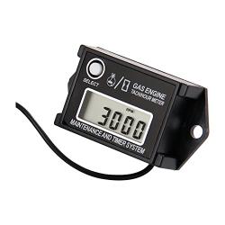 HonorMeet Digital LCD Inductive Hours Tachometer with Maintenance Reminder, Waterproof Design for Gas Engine Powered Lawn Mower Generator Compressor Chainsaw ATV Motorcycle and Snowblower etc.