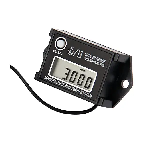 HonorMeet Digital LCD Inductive Hours Tachometer with Maintenance Reminder, Waterproof Design for Gas Engine Powered Lawn Mower Generator Compressor Chainsaw ATV Motorcycle and Snowblower etc.