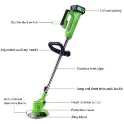Cordless Grass Trimmer Lawn Mower, BONSBOR Electric Handheld String Strimmer Powered by 18V Lithium-ion Battery, 2 Battery, 2 Blades, 1000W Motor (Lawn Mower)