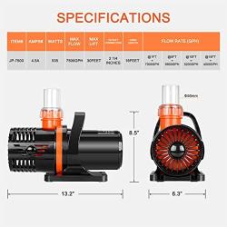 JEREPET 7500GPH Pond pump ,Submersible Water Pump,high lift waterfall pump,with barrier bag, used as fountain pump outdoor,for Koi Pond Statuary Aquarium 30FT Max lift 535W