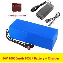 Jieoto 36V Ebike Lithium Battery 10AH Scooter Battery Pack with Charger and BMS for 250W 350W 500W 750W Motor for Electric Bicycle Scooter Electrical Tools Airplane Model