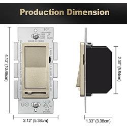 BESTTEN Champagne Gold Dimmer Wall Light Switch, Single Pole or 3-Way, Compatible with Dimmable LED, CFL, Incandescent and Halogen Bulb, 120VAC, Signature Collection, UL Listed