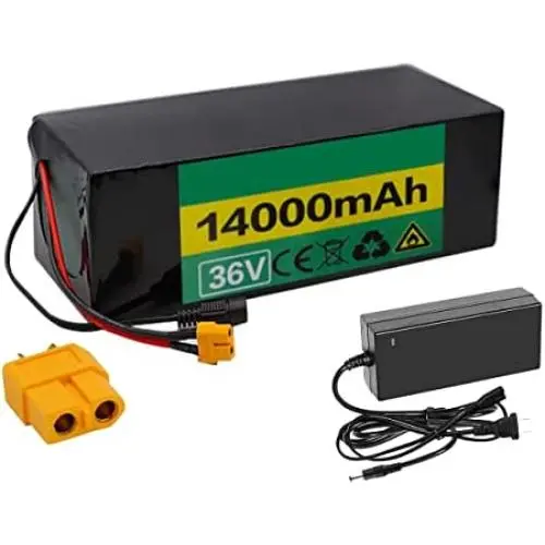 Jieoto Electric Scooters Battery 36V 14AH Electric Bike Battery E-Bike Lithium Battery Pack for 200W 300W 350W 500W Bicycle Motor with BMS Protection Board