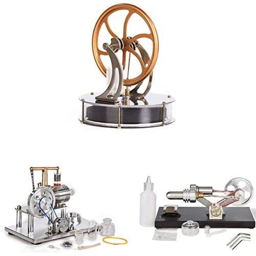 Sunnytech Low Temperature Stirling Hot Air Stirling Engine Motor Power Generator LED LT001-SC02M-FD05M