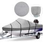 RVMasking Waterproof 800D Polyester Trailerable Full Size Boat Cover for V-Hull Runabouts Outboards and I/O Bass Boats, Motor Cover Include (Gray, Length:20-22 Beam Width: up to 100