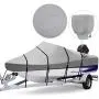 RVMasking Waterproof 800D Polyester Trailerable Full Size Boat Cover for V-Hull Runabouts Outboards and I/O Bass Boats, Motor Cover Include (Gray, Length:20-22 Beam Width: up to 100