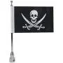Motorcycle Flagpole Mount with Skull Flag for Harley Davidson Honda Goldwing CB VTX CBR Yamaha - Fits 1/2