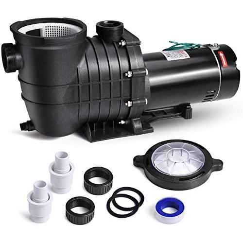 Oswerpon 1.5 HP High Pressure Self Primming Pool Pump Dual Voltage Inground/Above Ground Swimming Pool Pump with Strainer Basket and Drain Plug 1100W 60HZ Silent Operation.