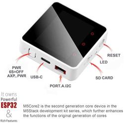MakerFocus M5Stack Core2 ESP32 Development Kit 2nd Generation Core Device CP2104 MPU 6886 Built-in Bluetooth WiFi with Dual Core 32-bit 240Mhz LX6 Processors 16M Flash 8M PSRAM for UIFlow MicroPython