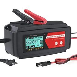 12V Automatic Fast Battery Charger and Maintainer, Switchable 2A 4A and 8A, 7-Stage Trickle Charger and Battery Desulfator for Deep Cycle Battery Car Motorcycle Truck RV Lawn Mower