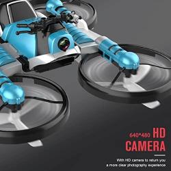 GoolRC Mini Drone with Camera 2 in 1 Motorcycle Aircraft Deformation RC for Beginners Land Air Toys One Key Take Off Landing Battery Toy, green-480p remote controller mode