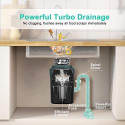 HISSUN Garbage Disposal with Power Cord,1 HP Continuous Feed Kitchen Waste Disposer,Household Food Waste Disposer with Super Quiet Motor & Dishwasher Connection,Green