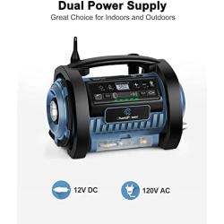 Tire Inflator Air Compressor, 12V DC / 120V AC Dual Tire Pump For Bike, Car Tires, Air Mattres Bed with Deflation and Inflation Modes, Dual Powerful Motors, Digital Pressure Gauge, C P CHANTPOWER
