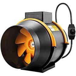 6 inch Inline Duct Fan, FanGoFast 150mm 312CFM Grow Tent Fan w/Dimmer US Cord for Hydroponics, HVAC Ventilation(Odor Exhaust)