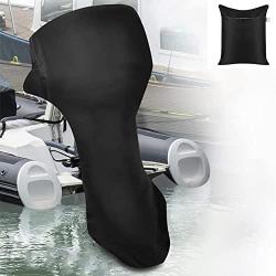 Outboard Boat Motor Cover Skyour Waterproof Boat Engine Cover Dust Rian UV Motor Protector Covers for UP-5HP/ 8-10HP/ 15-20HP/ 25-30HP/ 40-50HP/ 60-90HP/ 100-150HP (44x47x37 in for UP-5HP, Black)