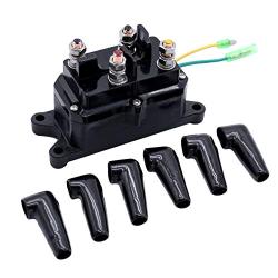 GSKMOTOR Winch Solenoid Relay 12V 250A for ATV UTV SUV Jeep Trailer Hydraulic Pump Lift Jack, Replace OEM Part # 63070 62135 74900 2875714 70715 with Waterproof Protecting Caps