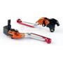 Occus Motor Adjustable Lever for Kawasaki Ninja ZZR600 ZX6R 05-09 ZX9R 00-03 ZX12R 00-05 Brake Clutch Folding Extendable CNC Aluminum - (Color: Orange-Silver-Red)