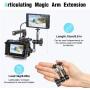 CAMOLO Magic Arm Clamp, Clamp Camera Mount Magnetic 5 Inch Adjustable Articulated Magic Arm + Super Clamp Large Crab Pliers Clip kit, Camera Mount for iPhone DSLR Rig Gopro Smartphone Monitor
