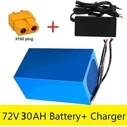 Jieoto 72V 20Ah 30Ah 40Ah E-Bike Battery Pack Rechargeable Lithium Battery with Charger Fit for 2300W/ 2000W/ 1800W/ 1500W/ 1200W/ 1000W Electric Motorcycle Mopeds Electric Scooter