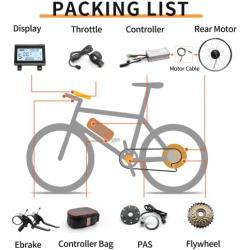 E-Bike Motor Kit 48V 500W Hub Motor Rear Wheel 20inch Electric Bike Conversion Electric Bicycle Motor Kit