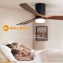 Sofucor Low Profile Ceiling Fan With Lights 3 Carved Wood Fan Blade Noiseless Reversible Motor Remote Control Flush Mount Ceiling Fan With Light