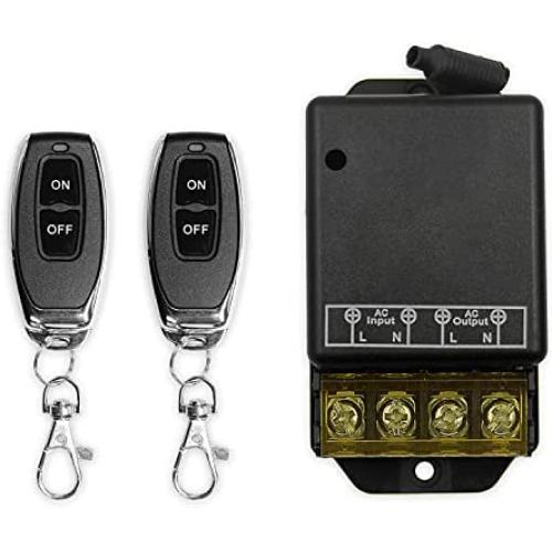 RODOT 433MHz 30A Relay Wireless Remote Control Switch, AC 110V 120V 240V Relay RF Remote Control Light Switches for Pump Security Systems etc with 328ft Long Range(Black)