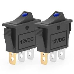 QCQIANG 2PCS AC 16A 250V 20A 125V Rocker Switch with Blue LED Light, Rocker Button Switch for Cars, Motorcycles, Vacuum Cleaners