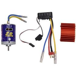 Brush Power Set, Durable 540 Brushed Motor with Cooling Fin + 45A Brushed ESC Set for 1/10 RC Buggy Truggy Truck(Orange)